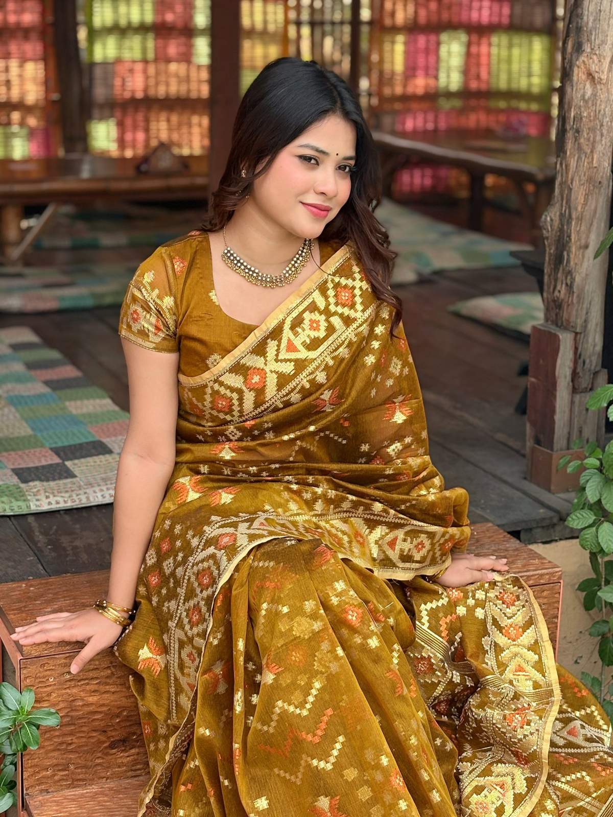 60/80 Count Jori Sutar Tant Jamdani Saree With Blouse Piece |