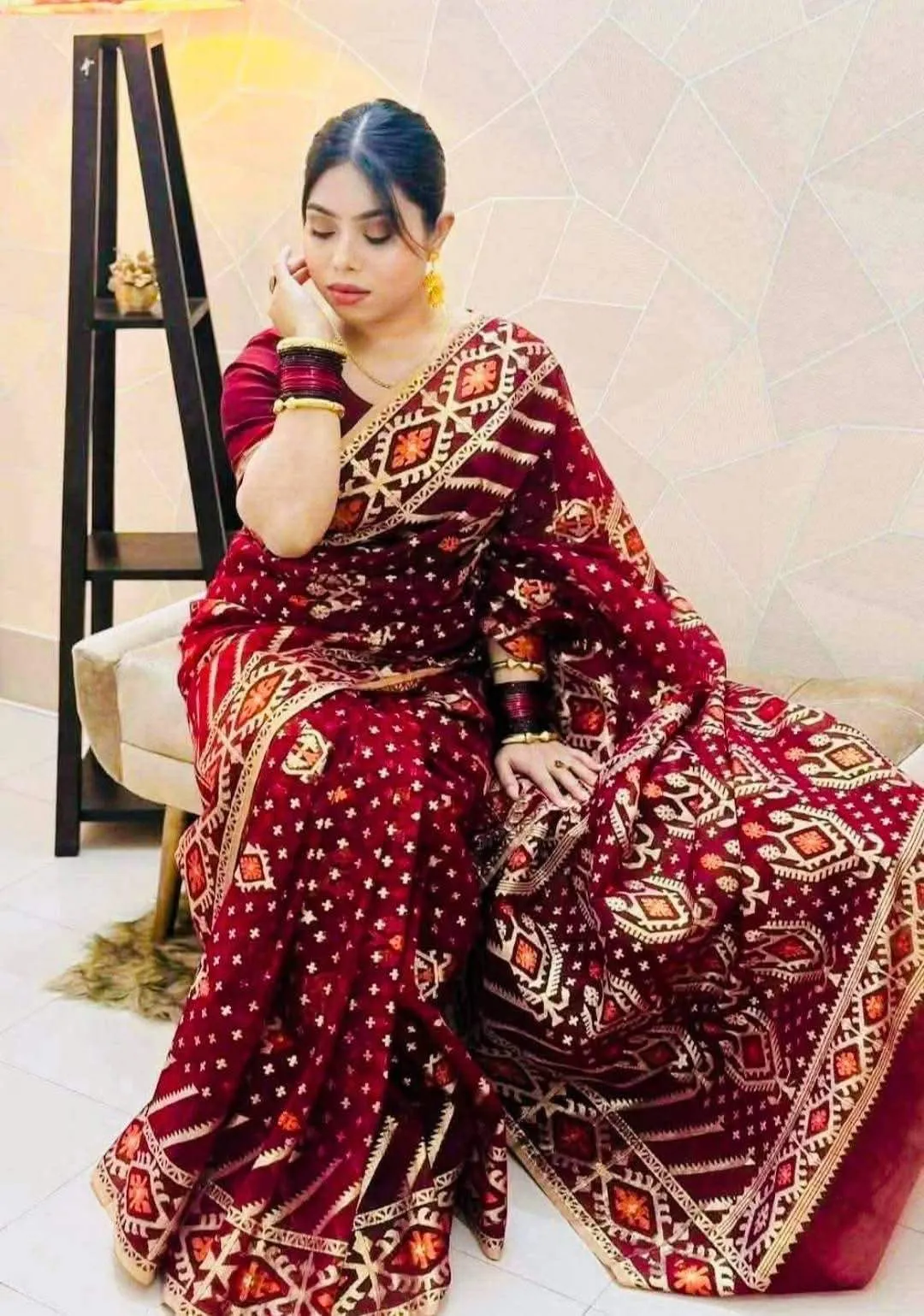 60/80 Count Jori Sutar Tant Jamdani Saree With Blouse Piece