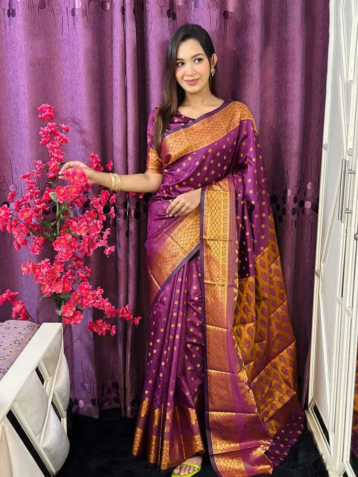 সফ্ট সিল্ক কাতান শাড়ি ব্লাউজ পিস সহ